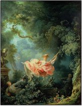 Akoestisch schilderij - EASYphoto  - Medium: 90 x 114 cm - 50 mm  -  Jean-Honoré Fragonard - De Schommel - Akoestisch fotopaneel - Akoestisch wandpaneel - Geluidsabsorberend - Esth