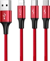 Baseus Rapid 3 in 1 Kabel - Lightning / USB-C / Micro USB - 120cm - Rood