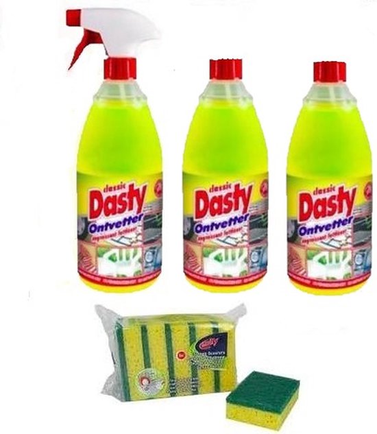 Dasty Ontvetter Voordeelpack: 1x Spuitfles + 2 x Navulling+ GRATIS set sponzen + 1 set schoonmaakhandschoenen