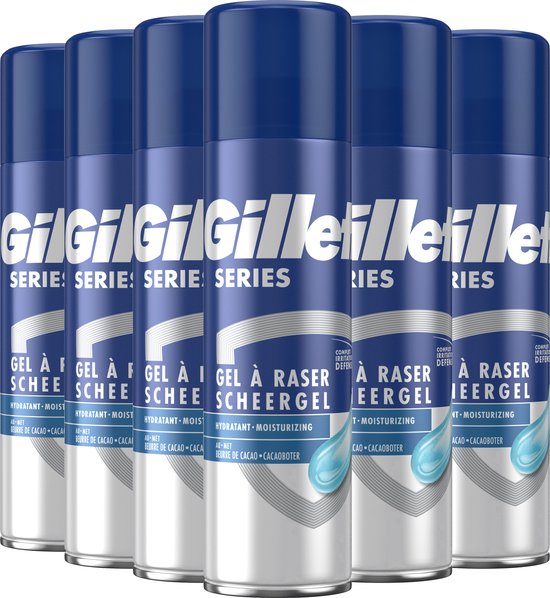 Gillette Series Hydraterend  Scheergel Mannen - 6x200ml Voordeelverpakking