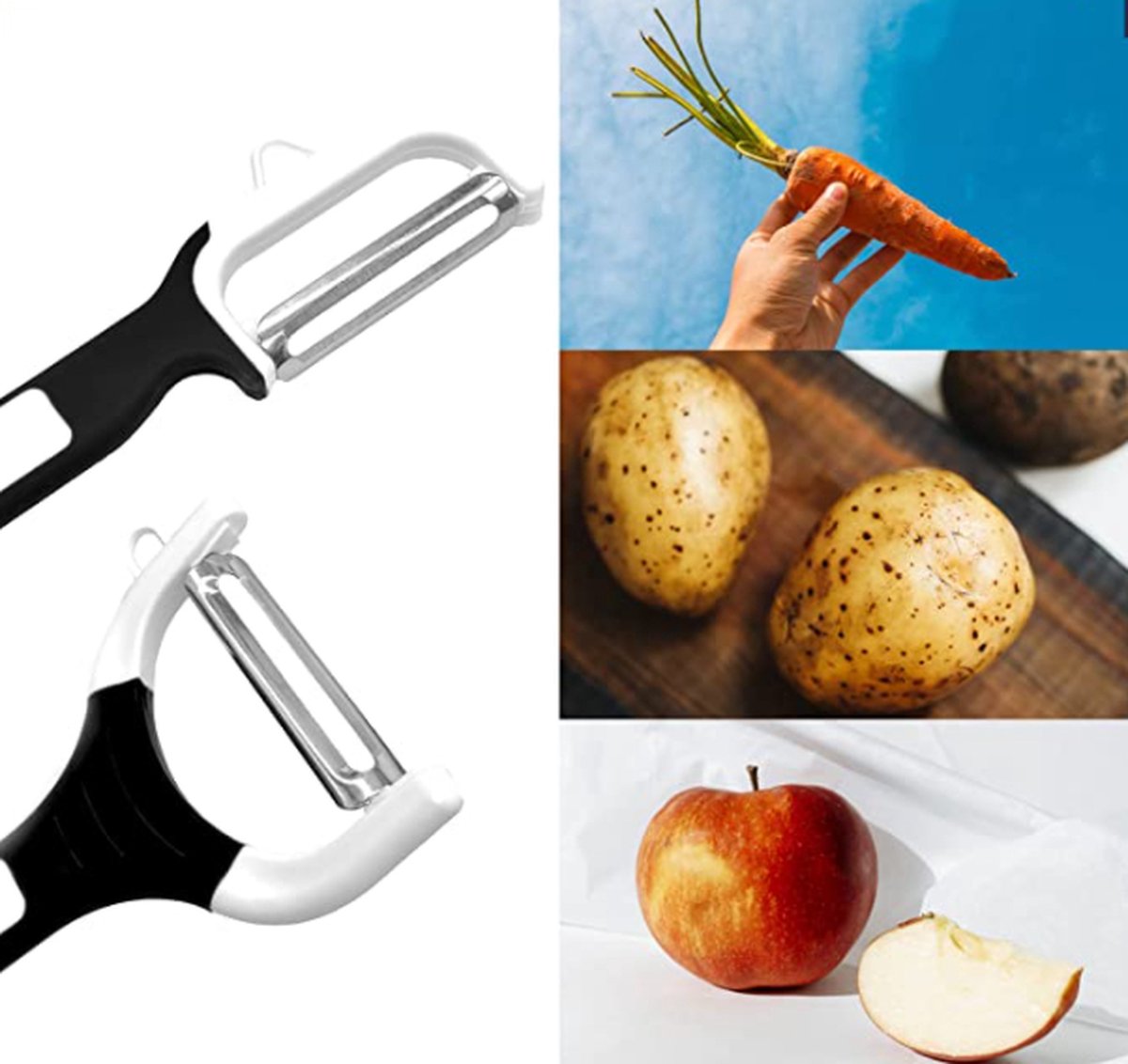 Börner Combinatieschiller • Universele dunschiller met roestvrijstalen lemmet • groente- en fruitschiller • Voor het schillen, uithollen en vullen • Keukendunschiller (paars