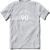 90th Happy Birthday T-shirt | Vintage 1932 Aged to Perfection | 90 jaar verjaardag cadeau | Grappig feest shirt Heren – Dames – Unisex kleding | - Licht Grijs - Gemaleerd - L