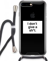 Case Company® - iPhone 7 PLUS hoesje met Koord - Don't give a shit - Telefoonhoesje met Zwart Koord - Extra Bescherming aan alle Kanten en Over de Schermrand