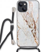 Case Company® - iPhone 13 hoesje met Koord - Goud marmer - Telefoonhoesje met Zwart Koord - Extra Bescherming aan alle Kanten en Over de Schermrand