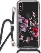 Case Company® - iPhone X hoesje met Koord - Mooie bloemen - Telefoonhoesje met Zwart Koord - Extra Bescherming aan alle Kanten en Over de Schermrand