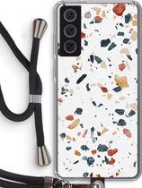 Case Company® - Samsung Galaxy S21 FE hoesje met Koord - Terrazzo N°4 - Telefoonhoesje met Zwart Koord - Bescherming aan alle Kanten en Over de Schermrand