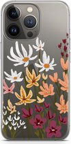 Case Company® - iPhone 13 Pro hoesje - Painted wildflowers - Soft Cover Telefoonhoesje - Bescherming aan alle Kanten en Schermrand