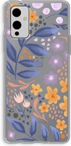 Case Company® - OnePlus 9 hoesje - Flowers with blue leaves - Soft Cover Telefoonhoesje - Bescherming aan alle Kanten en Schermrand