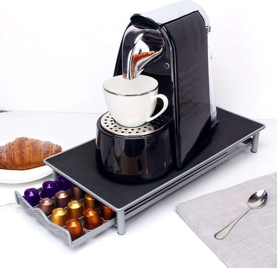 Foto: Capsulehouder geschikt voor nespresso koffiecups houder capsulehouders plateau voor koffiecupmachine met lade 40 capsules zilver grijs