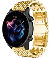 Stalen Smartwatch bandje - Geschikt voor  Amazfit GTR 3 - Pro stalen draak band - goud - GTR 3 & GTR 3 Pro - Strap-it Horlogeband / Polsband / Armband