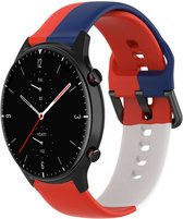 Siliconen Smartwatch bandje - Geschikt voor Strap-it Amazfit GTR 2 triple sport band - rood-wit-blauw - GTR 2 - 22mm - Strap-it Horlogeband / Polsband / Armband
