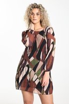 Cassis Dames Jurk in plissévoile met abstracte print - Jurk - Maat 44