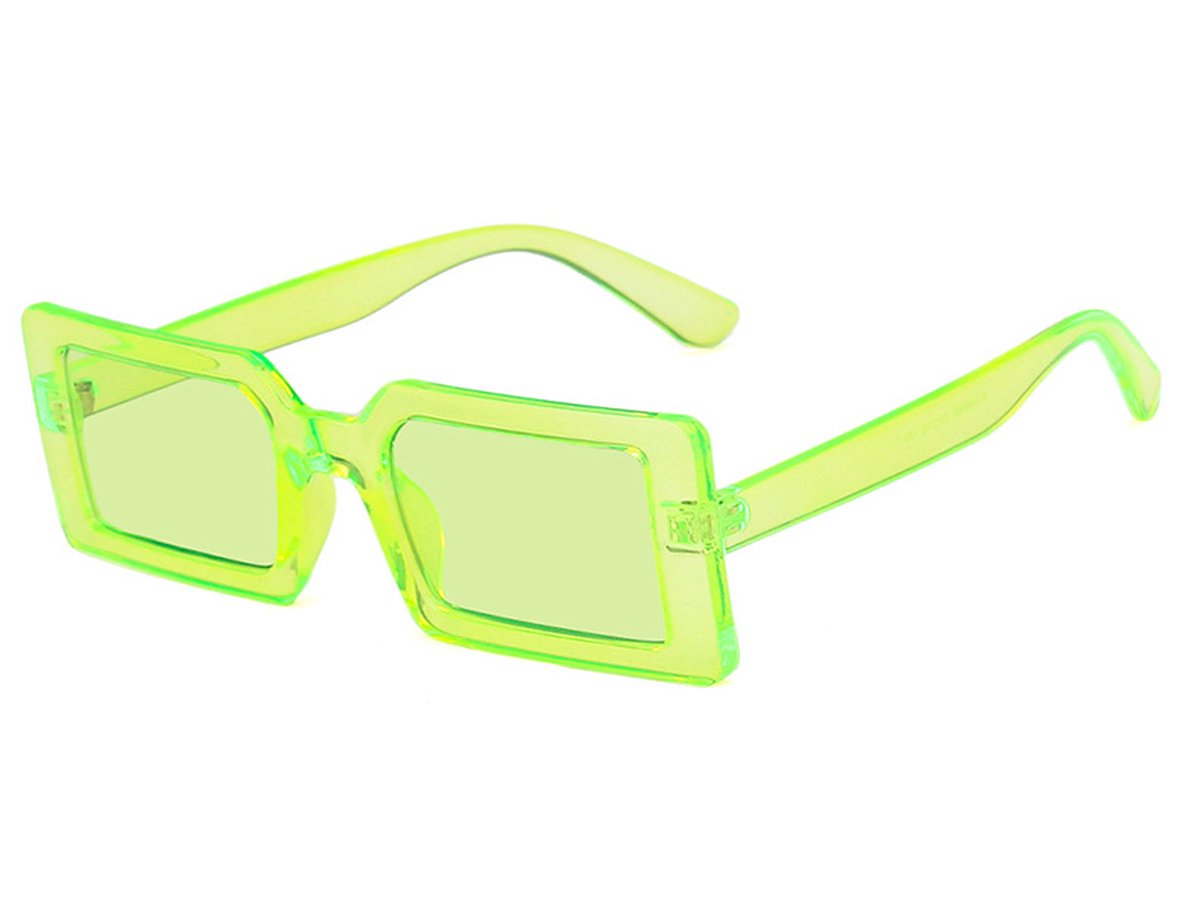 Vierkante Dames Zonnebril Vintage - Fluo Groen - Groene Glazen