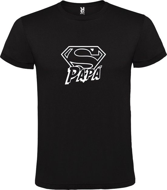 Zwart T-shirt ‘Super Papa’ Wit Maat M