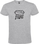 Grijs T-shirt ‘Super Papa’ Zwart Maat XL