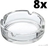 ESTARK® 8 x Asbak Glas - Standaard - Glazen Asbakken - Ashtray - Horeca - Café - 9 cm - Tafel Asbak - 8 STUKS