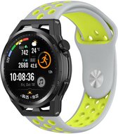 Siliconen Smartwatch bandje - Geschikt voor Strap-it Huawei Watch GT Runner sport band - grijs/geel - GT Runner - 22mm - Strap-it Horlogeband / Polsband / Armband