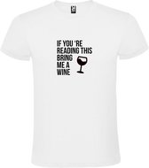 Wit  T shirt met  print van "If you're reading this bring me a Wine " print Zwart size XXXXL
