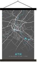 Porte-affiche avec affiche - Affiche scolaire - Plan de la ville - Grijs - Carte - Ath - België - Carte - 60x90 cm - Lattes noires