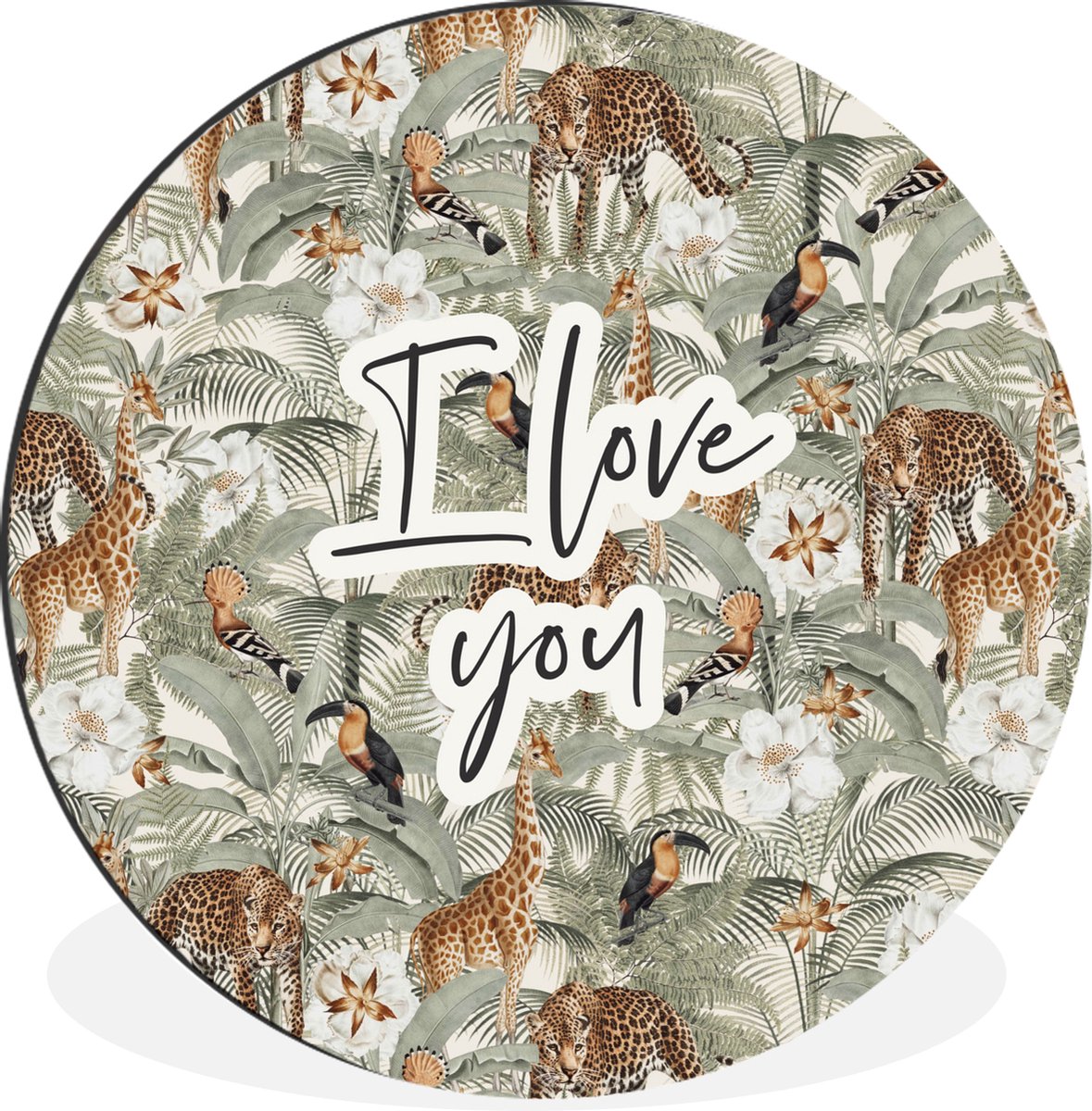 WallCircle Wandcirkel - Muurcirkel - I love you - Quotes - Spreuken - Liefde - Koppel - Aluminium - Dibond - 60x60 cm - Binnen en Buiten Multicolor