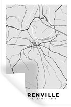 Muurstickers - Sticker Folie - Kaart – Plattegrond – Stadskaart – Florenville – België – Zwart Wit - 80x120 cm - Plakfolie - Muurstickers Kinderkamer - Zelfklevend Behang - Zelfklevend behangpapier - Stickerfolie