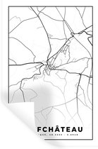 Muurstickers - Sticker Folie - Plattegrond – Neufchâteau – Zwart Wit – Stadskaart - Kaart - België - 80x120 cm - Plakfolie - Muurstickers Kinderkamer - Zelfklevend Behang - Zelfklevend behangpapier - Stickerfolie