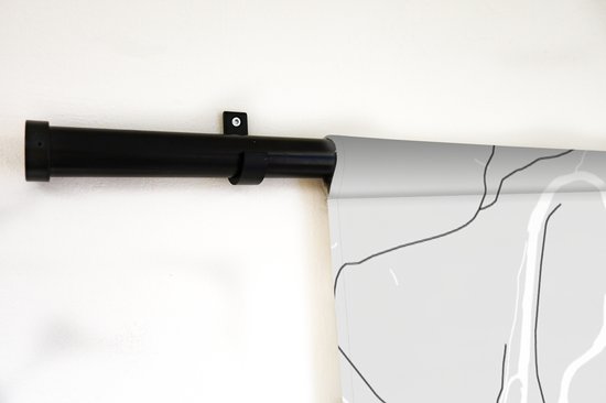 Wandkleed - Wanddoek - Zwart Wit – België – Plattegrond – Stadskaart – Kaart – Bouillon - 60x60 cm - Wandtapijt