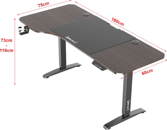 Bureau Oxnard zit sta elektrisch verstelbaar walnoot en zwart