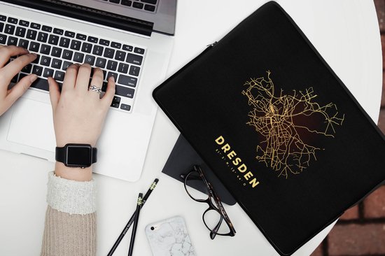 Housse pour ordinateur portable 13 pouces - Dresde - Or - Plan de la ville - Carte - Carte - Housse pour ordinateur portable