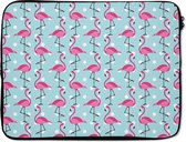 Laptophoes 17 inch - Flamingo - Stippen - Dieren - Patroon - Laptop sleeve - Binnenmaat 42,5x30 cm - Zwarte achterkant