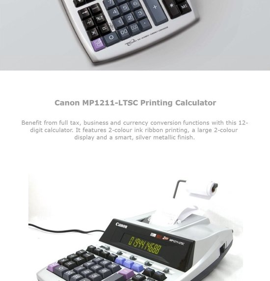 Calculatrice de bureau Canon MP1211-LTSC avec imprimante | bol.com