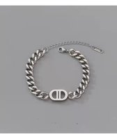 Gading® dames armband met ketting- zilverkleurig staal armband-17+5 cm