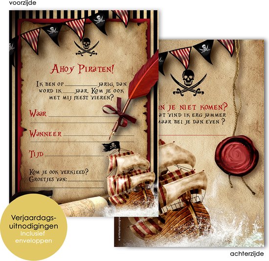 Cartes d'invitation - Pirate enfant - lot de 6