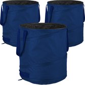 Relaxdays sac poubelle de jardin pop up - lot de 3 - 85 litres - sac jardin - sac poubelle vert - bleu