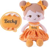 Becky - Knuffelpop - GRATIS Met naam naar keuze - Oranje - koningsdag - Zacht