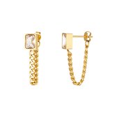 Earrings with chain and zircon - Yehwang - Oorbellen - One size - Goud