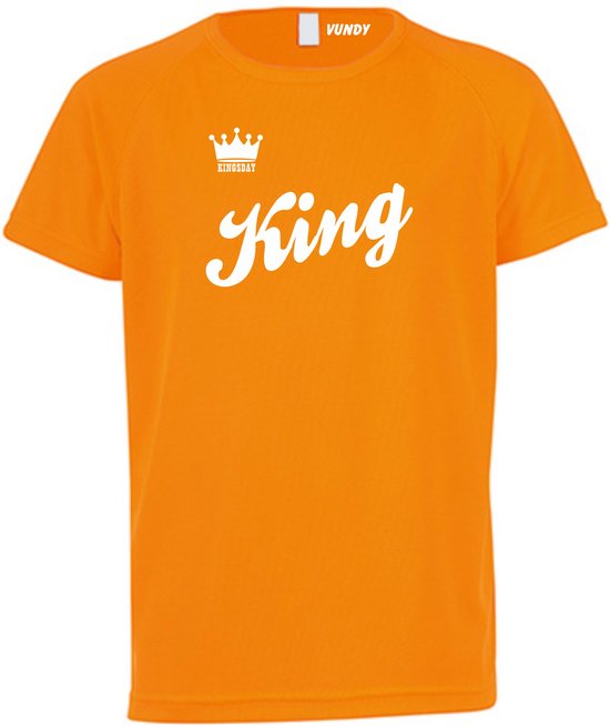 T-shirt kinderen King | Koningsdag kleding kinderen | oranje shirt | Oranje | maat 128