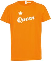T-shirt kinderen Queen | Koningsdag kleding kinderen | oranje shirt | Oranje | maat 104