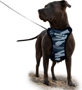 Sharon B - hondentuig - grote hond - camouflage - grijs - hondenharnas - L - mesh - anti trek tuig - easy walk