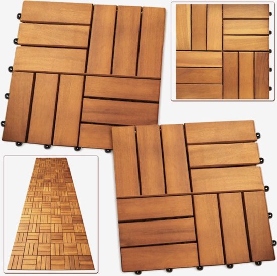 Houten terrastegels - Acacia hout - Set van 3 - 12 stuks - Terrastegels hout  30x30 -... | bol.com
