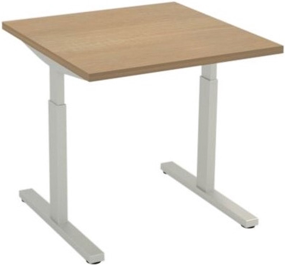 Offeco bureau Oxford - Bureau - Bureautafel - Gaming bureau - Game bureau - Computertafel - Desk - Bureau Aluminium - Verstelbaar bureau - Gaming Desk - Bureau tafel - Bureau verstelbaar  Midden eiken  80x80cm-- blad-  onderstel- x80