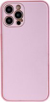 Hoesje geschikt voor iPhone 13 Pro - Backcover - Luxe - Kunstleer - Roze