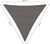 Sunfighters driehoek schaduwdoek - 3,6 x 3,6 x 3,6 m - Grijs - Waterdoorlatend