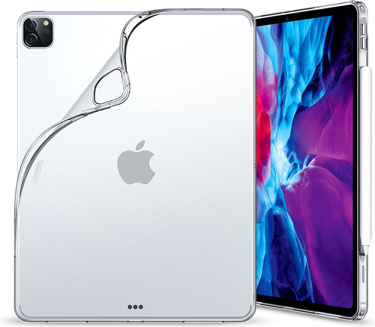 iPad Pro 2021 (12.9 Inch) cover - Rebound Soft Back Shell Case met Soft TPU Bumper - Clear White