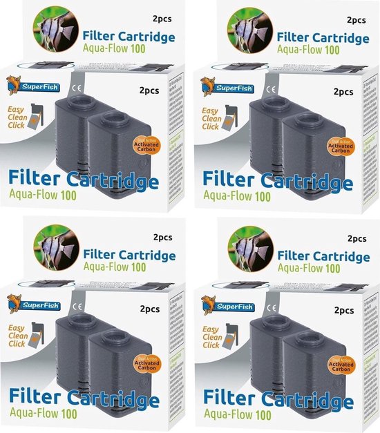 Foto: Superfish aquaflow easy click 100 cartridge aquariumfilter 4 x 2 stuks voordeelverpakking