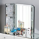 Make-upspiegel-Gespiegelde glazen kaptafel-3 opvouwbare slaapkamermeubels make-up spiegel