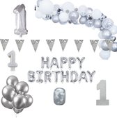 1 jaar Verjaardag Versiering Pakket Zilver XL