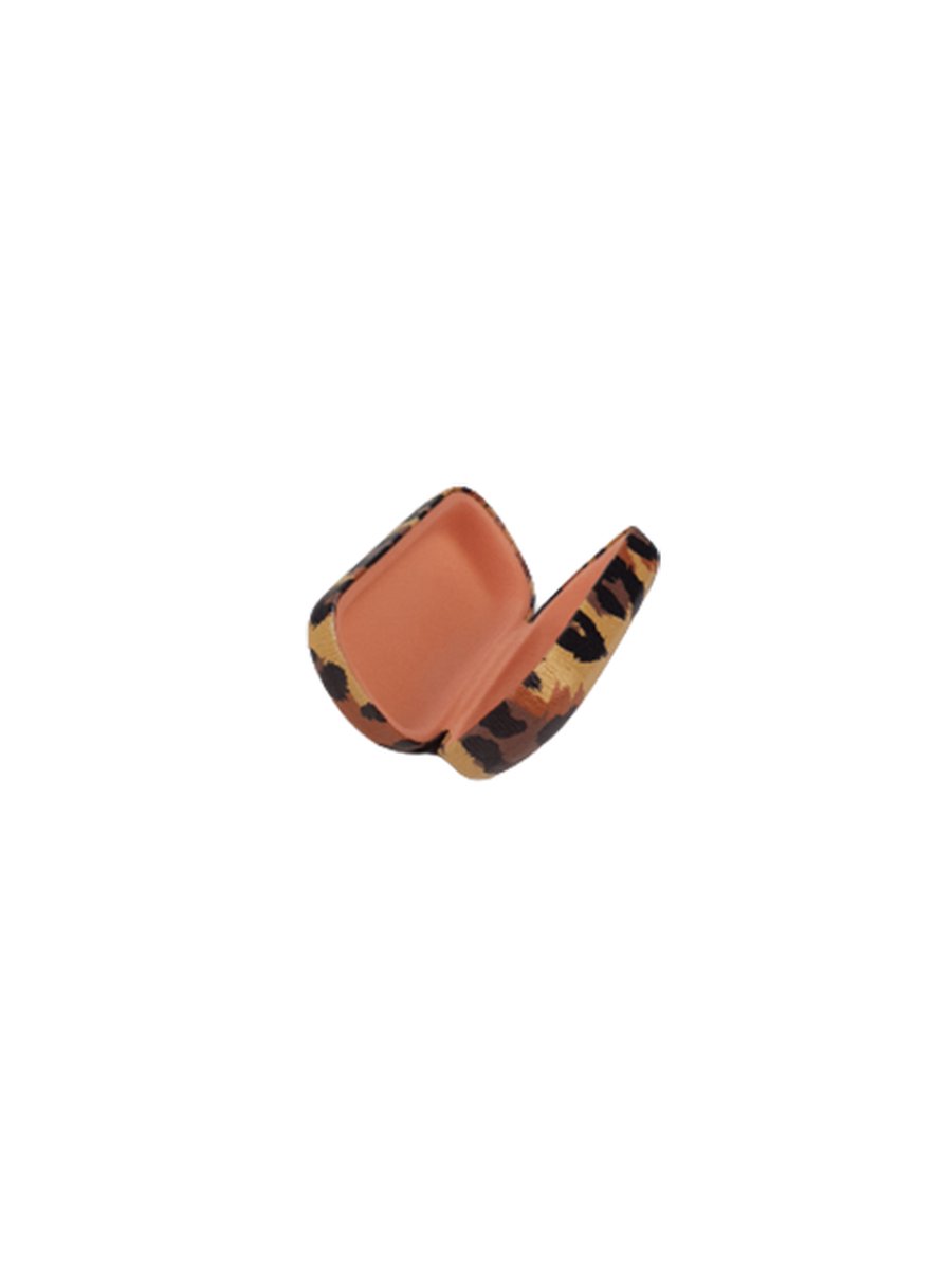Goedkoopste Oordopjes bakje met luipaard print - Lichtbruin / Bruin - Kuntstof - 9 x 4,5 x 3 cm