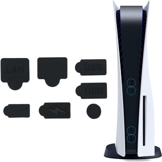 PS5 Siliconen Stof Pluggen - Set 7 stuks - USB Interface - Anti-stof kap Cover Geschikt Voor PS5 Cover Stopper Game Console Accessoires Voor Playstation 5