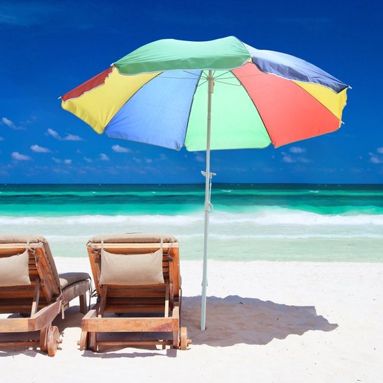Strand parasol - Strandparasol - Parasol - Knikbaar - Ø160 CM - UV Werend -  Bont | bol